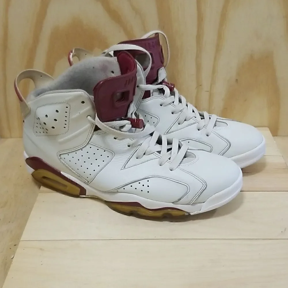 NIKE AIR JORDAN 6 RET RO OG BG OFF WHITE-MAROON SZ 11